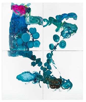 Franz Konter, o.T., 2018, Acryl u. Collage / Leinwand, 120 x 160 cm, 2-teilig